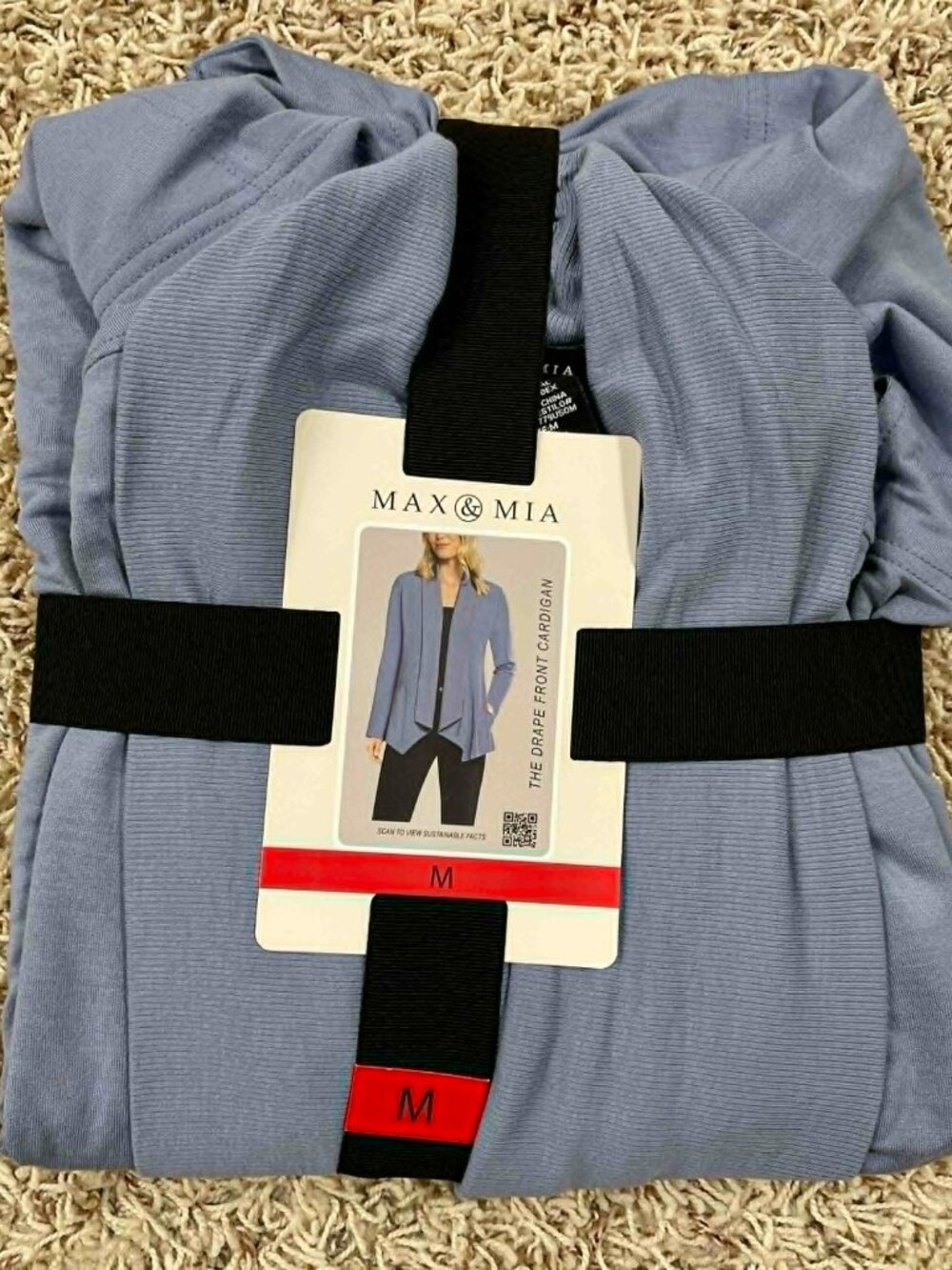 Max & Mia Women’s Open Front Drape Cardigan with Pocket Light Denim, Size Medium